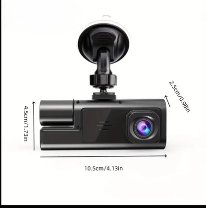 Advanced 3-Lens Dash Cam with High-Definition 1080P Recording – Captures Front, Interior, 170° Wide Angle, Night Vision, 24h Parking recording,free memory card 32 GB7