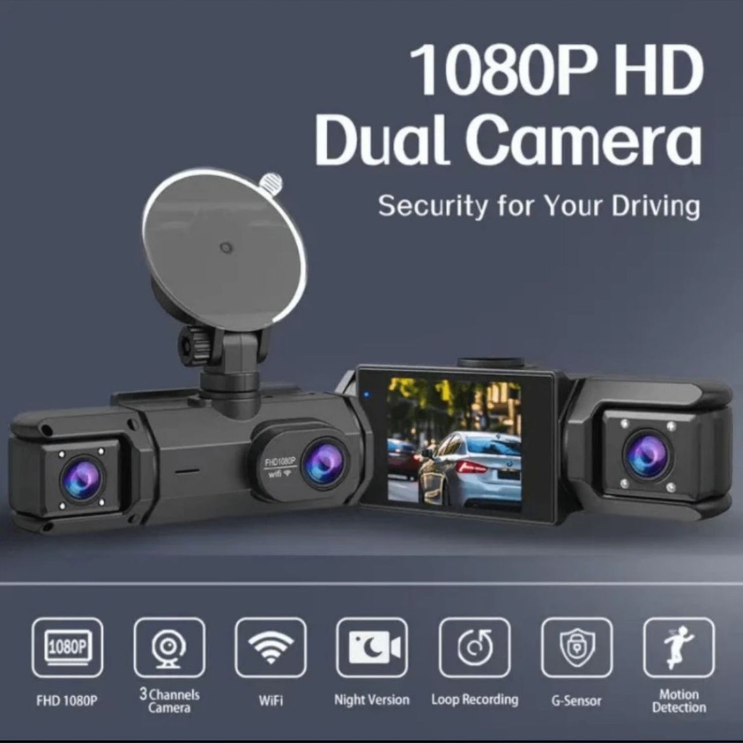 1080P HD WiFi Driving Recorder, Front And Rear Dual Lenses, Night Vision, Loop Recording, G Sensor, Motion Detection - USB Rechargeable, 32GB SD Card